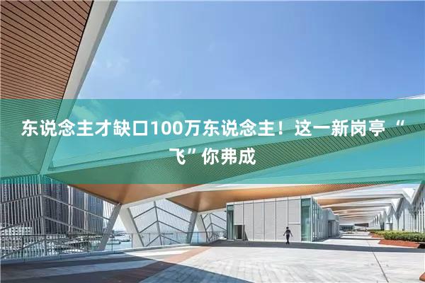 东说念主才缺口100万东说念主！这一新岗亭 “飞”你弗成